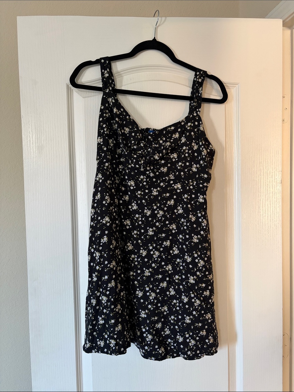 Old Navy Black Mini Dress with White Floral Ditsy Print